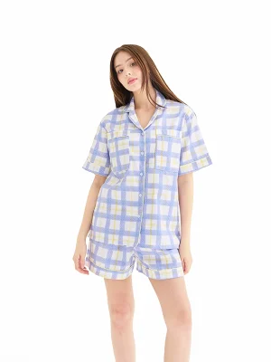 Blue Grids - Salmon Grids - Shorts Set - 01-Blue Grids, M